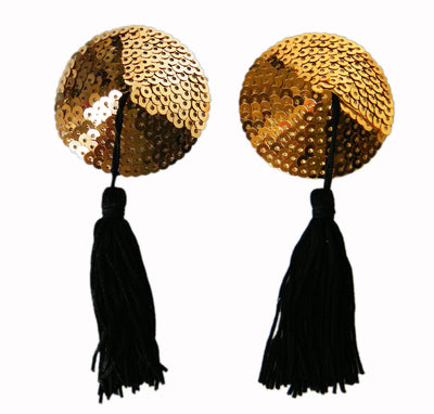 Sequin Nipple Pasties with Tassels - One Size Fits All - Lingerie