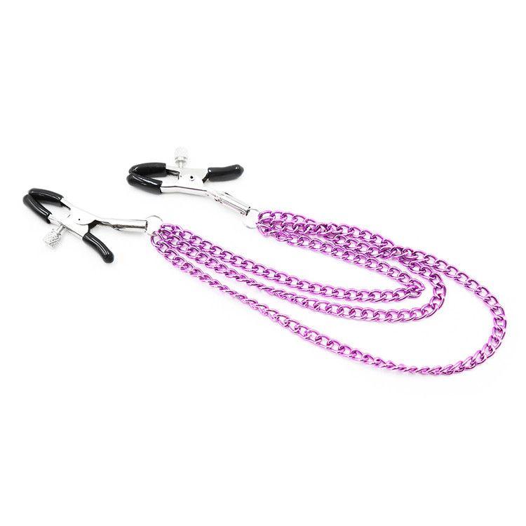 Adjustable Nipple Clamps With Metal Chain - Bondage