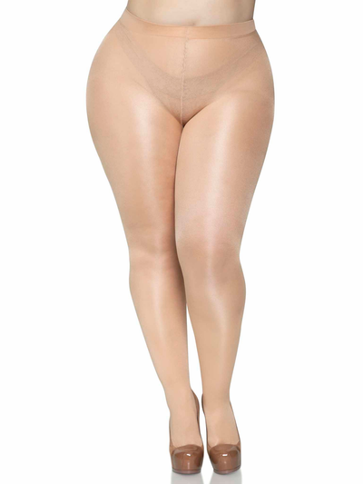 Image of Opaque Sheer Pantyhose - Queen Size. These plus size nylon pantyhose are sheer to waist for effortless day to nighttime wear