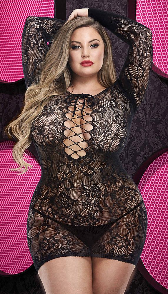 Lace Off The Shoulder Mini Dress - Lingerie