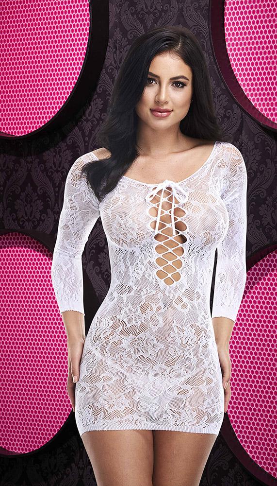 Lace Off The Shoulder Mini Dress - Lingerie