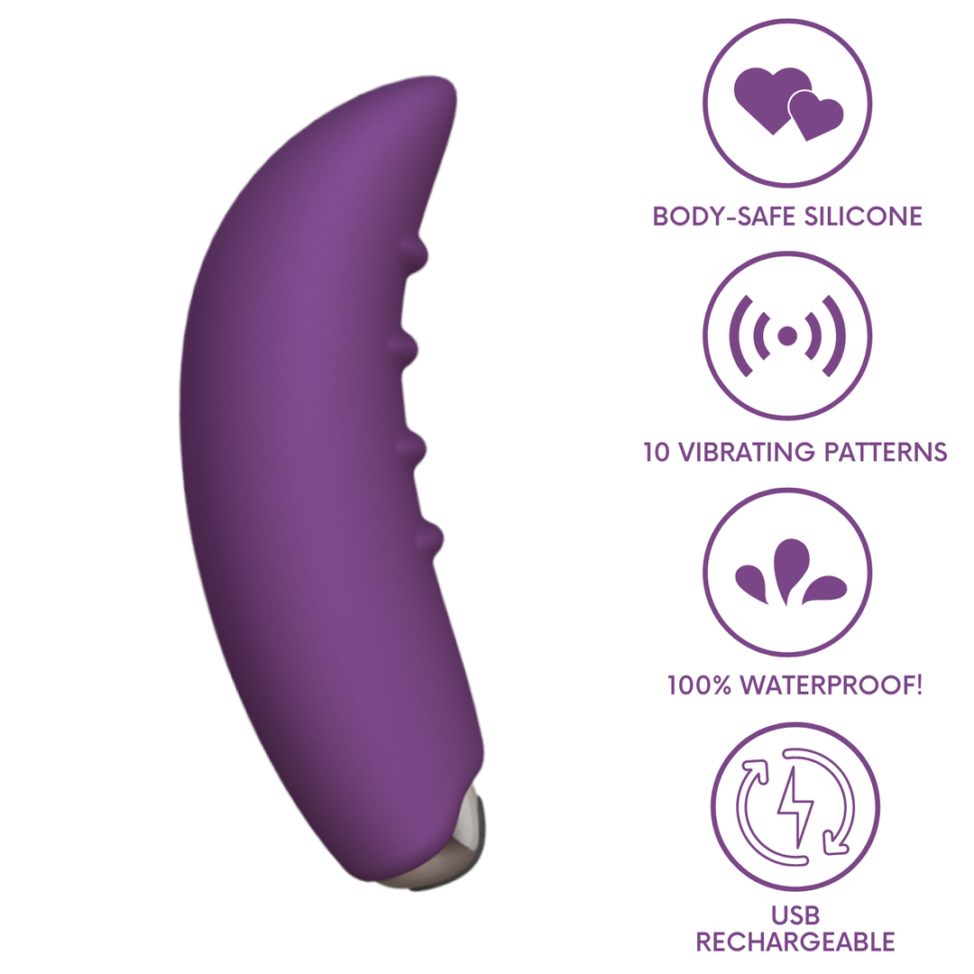 Curved Rechargeable Mini Vibe | Body-Safe Silicone, 10 Vibrating Patterns, 100% Waterproof, USB Rechargeable