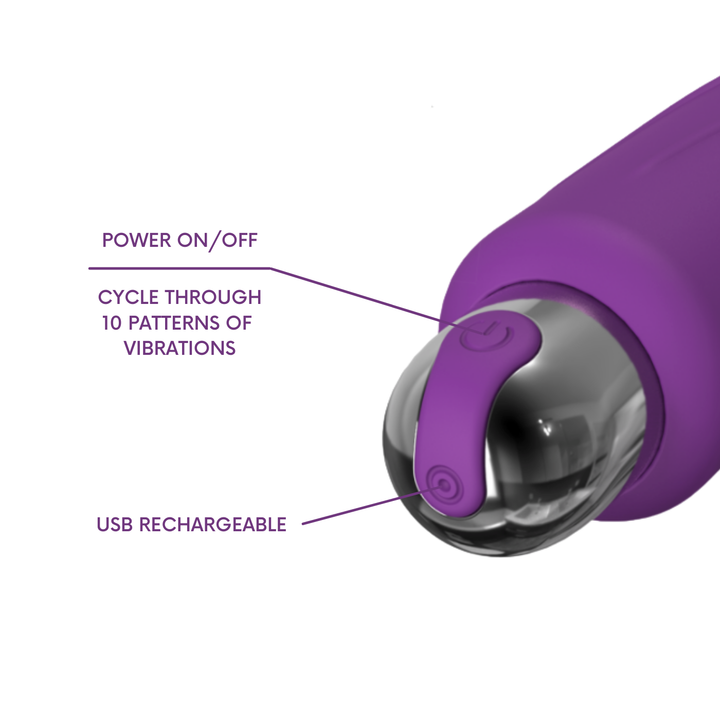 Curved Rechargeable Mini Vibe | Power On/Off, Cycle Through 10 Patterns Of Vibrations, USB Rechargeable
