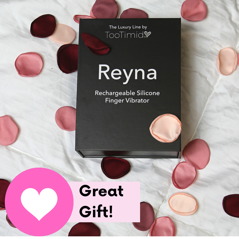 photo of the reyna finger vibrator box showing it makes a great adult gift!