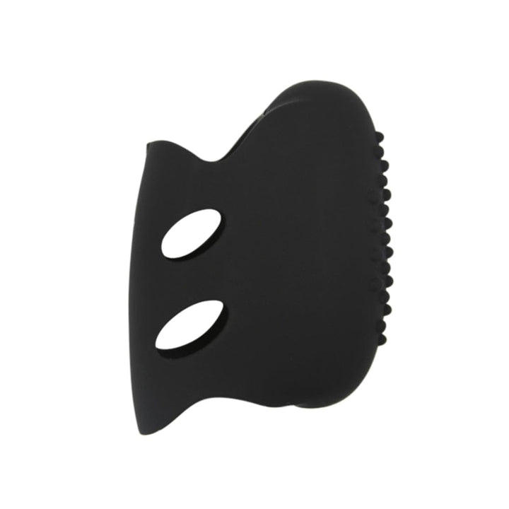 Black silicone finger vibrator with removable vibrating bullet