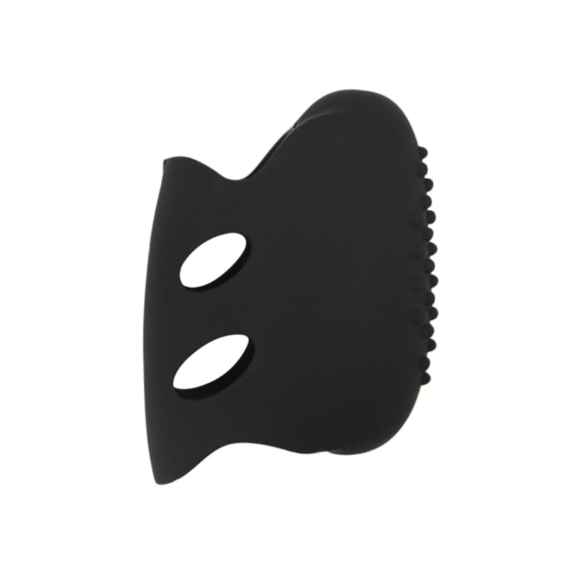 Black silicone finger vibrator with removable vibrating bullet