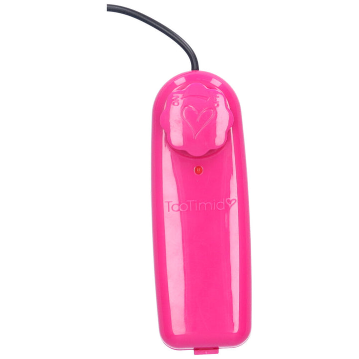 Vibrating power bullet with bright pink TooTimid controller