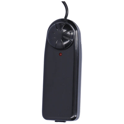 black remote with multi-speed dial with cord