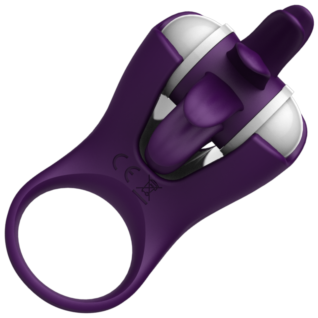 Rechargeable Silicone Cockring With Spinning Clit Stimulator | Male Sex Toys