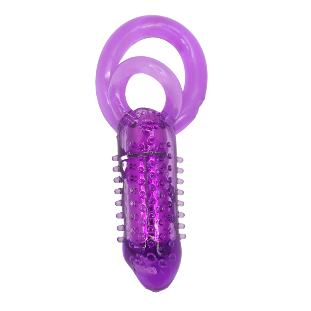 Image of the cock ring. This vibrating ring is perfect for stimulating both partners during foreplay or penetration! Spice things up tonight with this nubby tickler vibe.