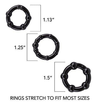 Set of 3 Beaded Cock Rings - 