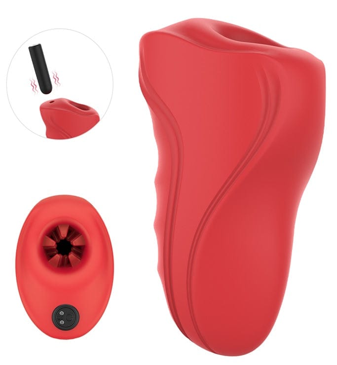 Red vibrating stroker side view.
