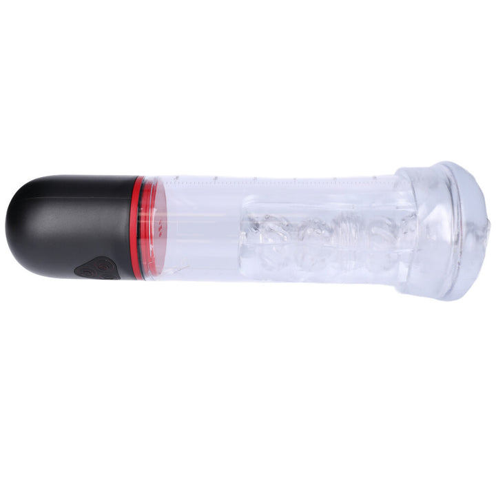 Penis pump and stroker from the side.