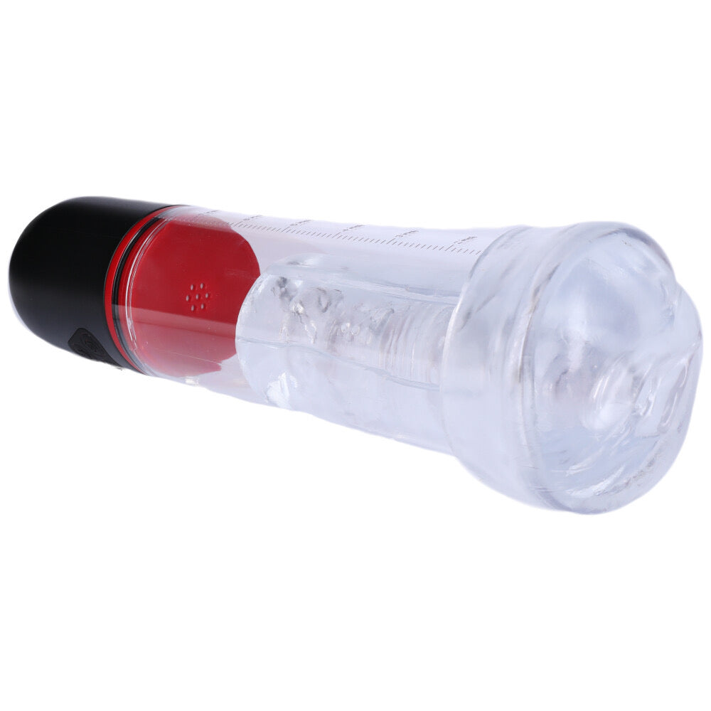 Penis pump and stroker turned slightly to the side.