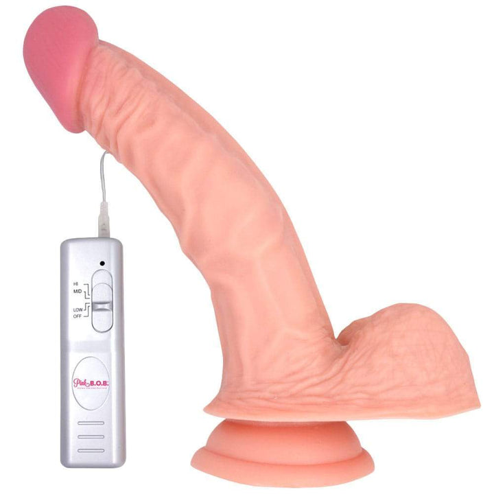 Pink B.O.B. 8 Inch Curved Vibrating Dildo - Dildos