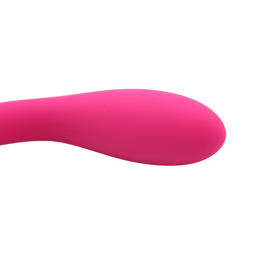 Close-up image of the tip of the anal toy. This tip is thick and curved to easily target your sweet spots and to help you achieve intense O's!  This toy is also great for targeting your prostate for powerful P-spot orgasms!