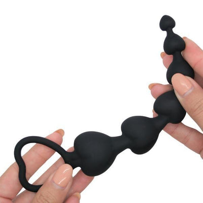Silicone Anal Beads - 6 Tapered Heart Beads - Anal Toys