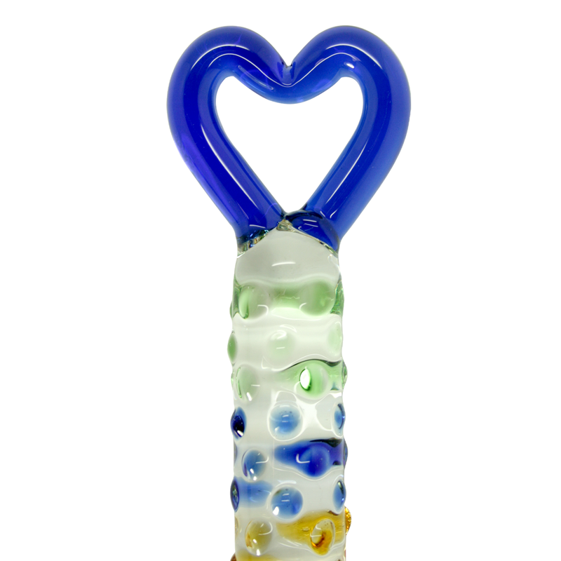 Crystal Glass Dildo With Heart Handle - Dildos