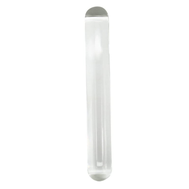Image of the glass dildo standing straight up.