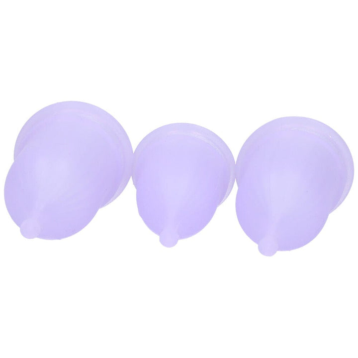 Front of set of 3 menstrual cups