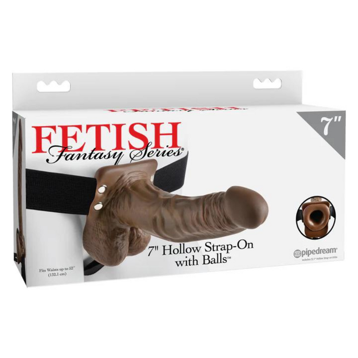Fetish Fantasy Series 7 inch hollow strap-on with balls by PipeDream in brown