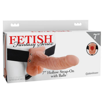 Fetish Fantasy Series 7 inch hollow strap-on with balls by PipeDream in beige