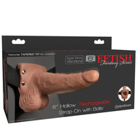 Rechargeable Vibrating Hollow Strap-On With Balls - Male Sex Toys