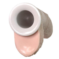 Diameter of the hollow dildo shown in detailed with a wide opening