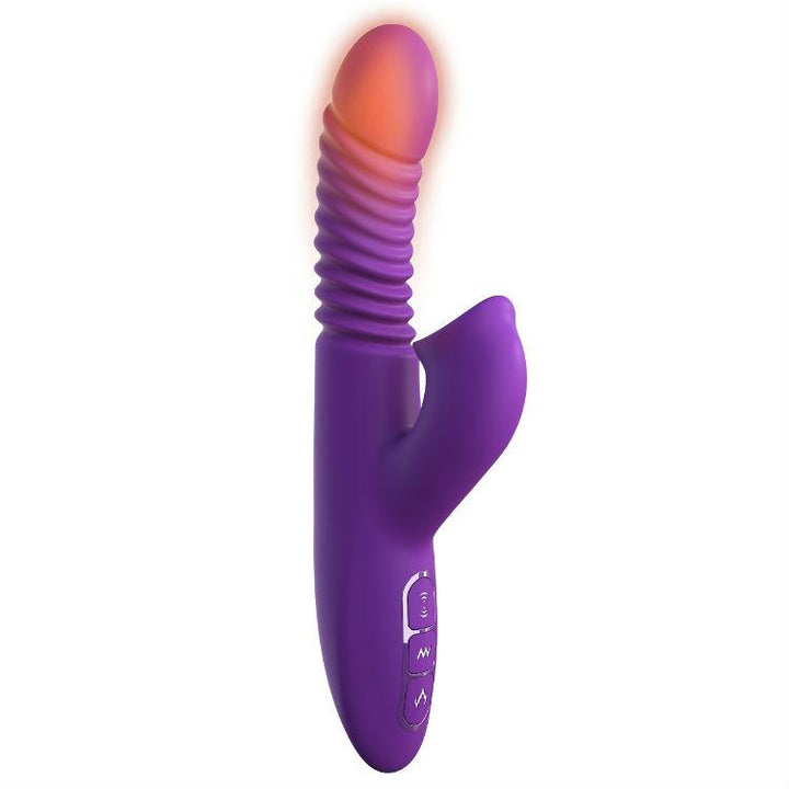 Photo of the Pipedream dual action heating and rotating vibrator with the tip showing a heating glow for heating sensation