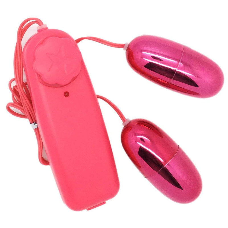 Hot pink double set of vibrating bullets with remote