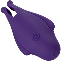 Image of the purple nipple clamp! This vibrating clamp is perfect for heightened arousal to your nipple! Use during masturbation, foreplay, or even sex for added sensations!