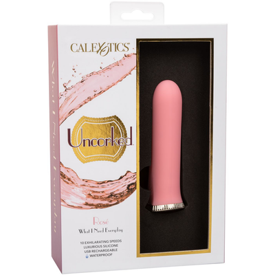 Image of the product packaging. Packaging reads: CalExotics. Uncorked. Rosé.