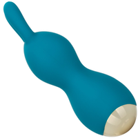 Image of the side of the bullet. This vibe is shaped like a rabbit so that the ears can tickle and tease you until you cum! Enhance masturbation or foreplay while on the go with this powerful vibe!