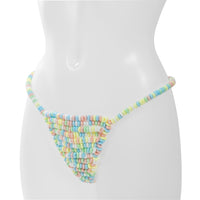 Image of the Sweet & Sexy Candy G-String Edible Underwear. This edible lingerie is made with multicolored flavored candy beads to give your lover a sweet treat!