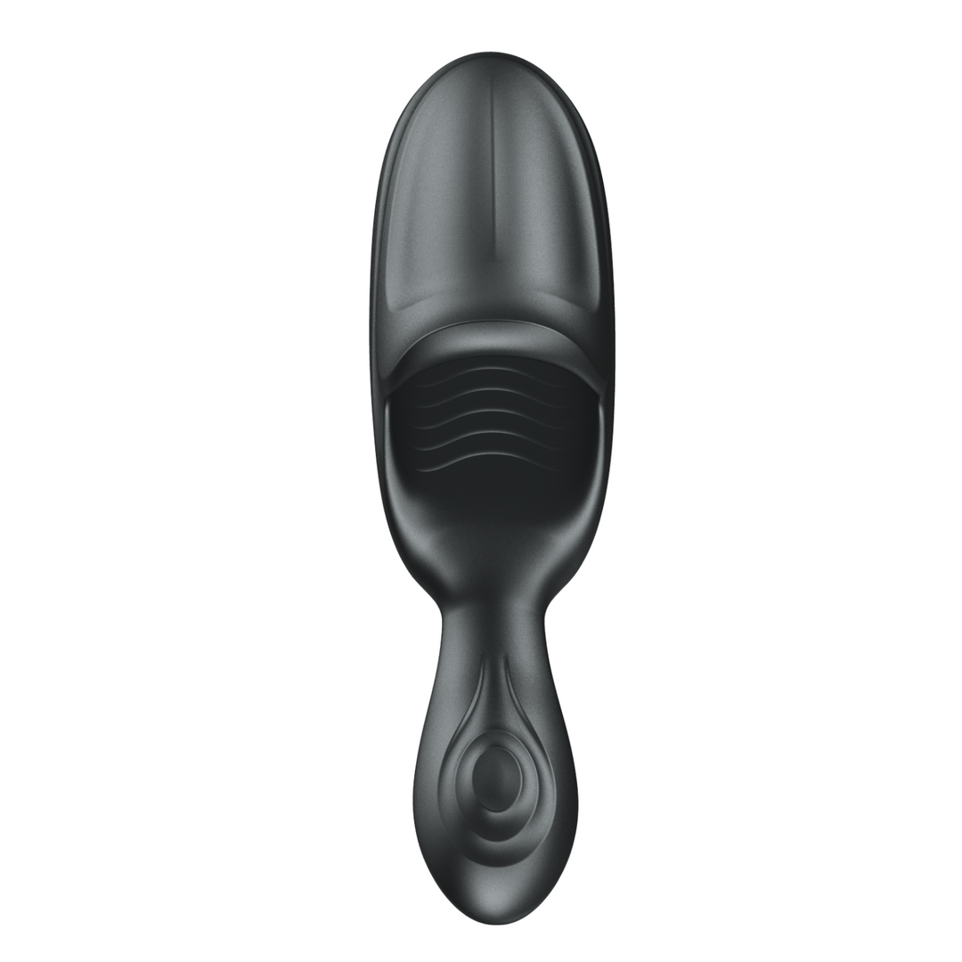 vibrating textured male masturbator view from above facing forward