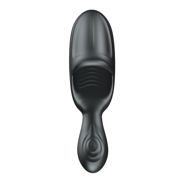 vibrating textured male masturbator view from above facing forward
