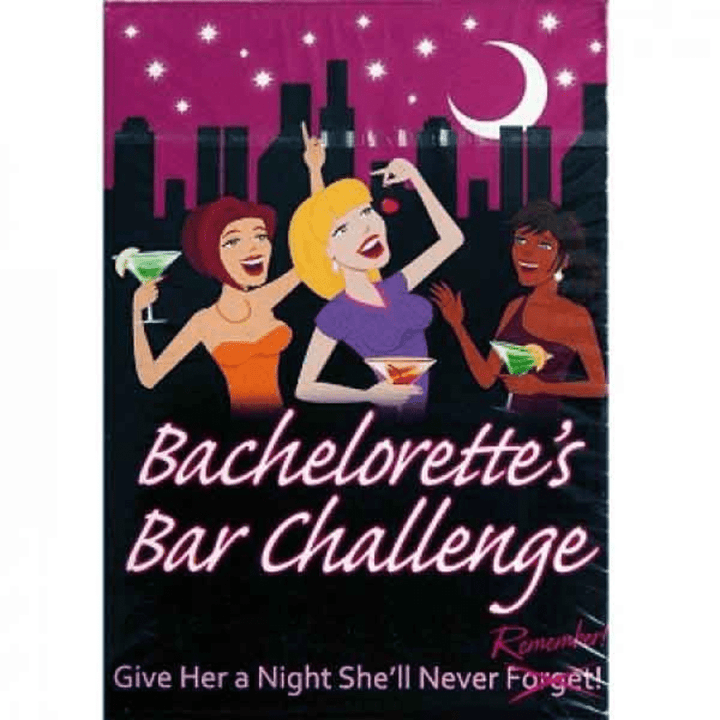 Image displays Bachelorettes Bar Challenges in manufacturers packaging. 