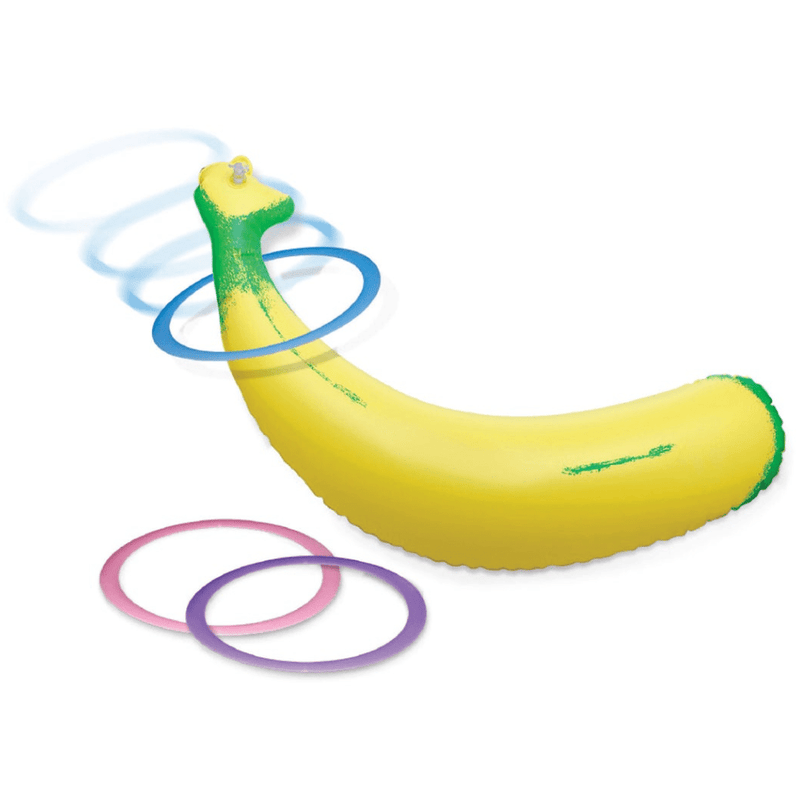 Image displays bachelorette banana ring toss game.