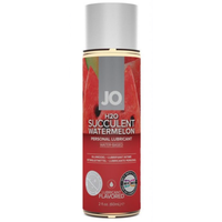 Image of the 2 ounce watermelon flavored lube! This water-based lubricant does not have any artificial sweeteners and is 100% latex safe! Spice things up with this flavored lube today!