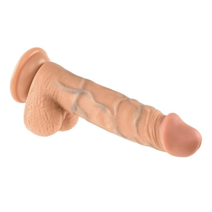 Image displays Realistic 8 inch Dildo from a side angle.