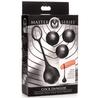 Image displays cock dangler penis strap in packaging.