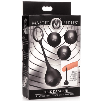 Image displays cock dangler penis strap in packaging.