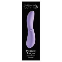 Image of the product packaging. Packaging reads: The self-love line by TooTimid. Pleasure tongue tongue-shaped massager.