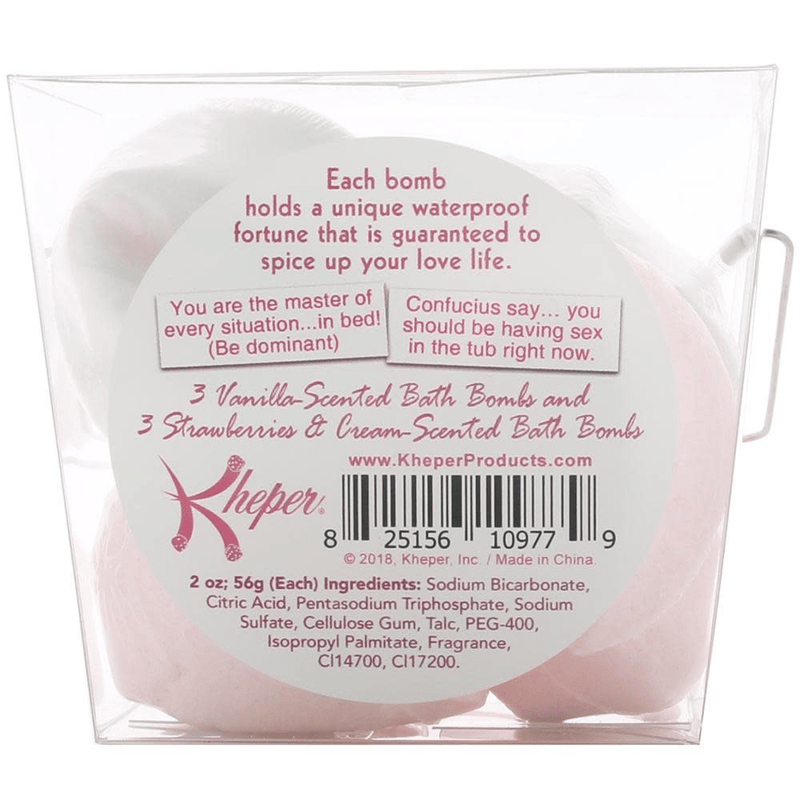 Image displays back of the sex fortune cookie packaging. 