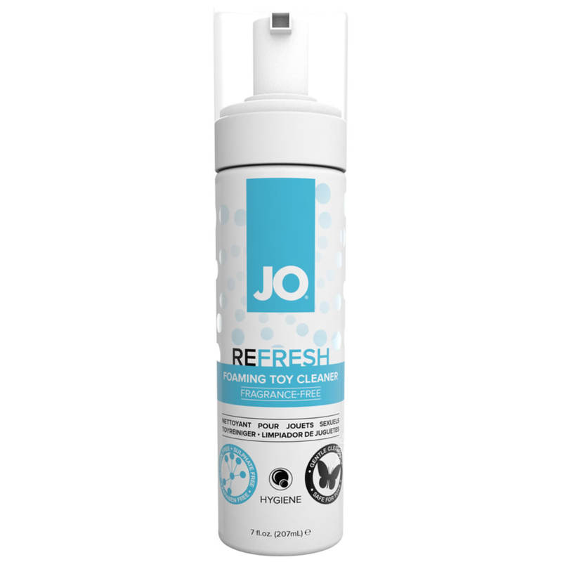 Image of the toy cleaner! This fragrance-free and foaming toy cleaner is perfect for cleaning any and all of your sex toys! It is also great to use on sensitive skin and can be used on all adult toy materials.