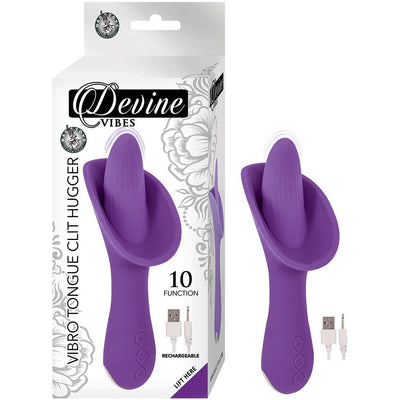 Boxed packaging for this purple rechargeable vibrator