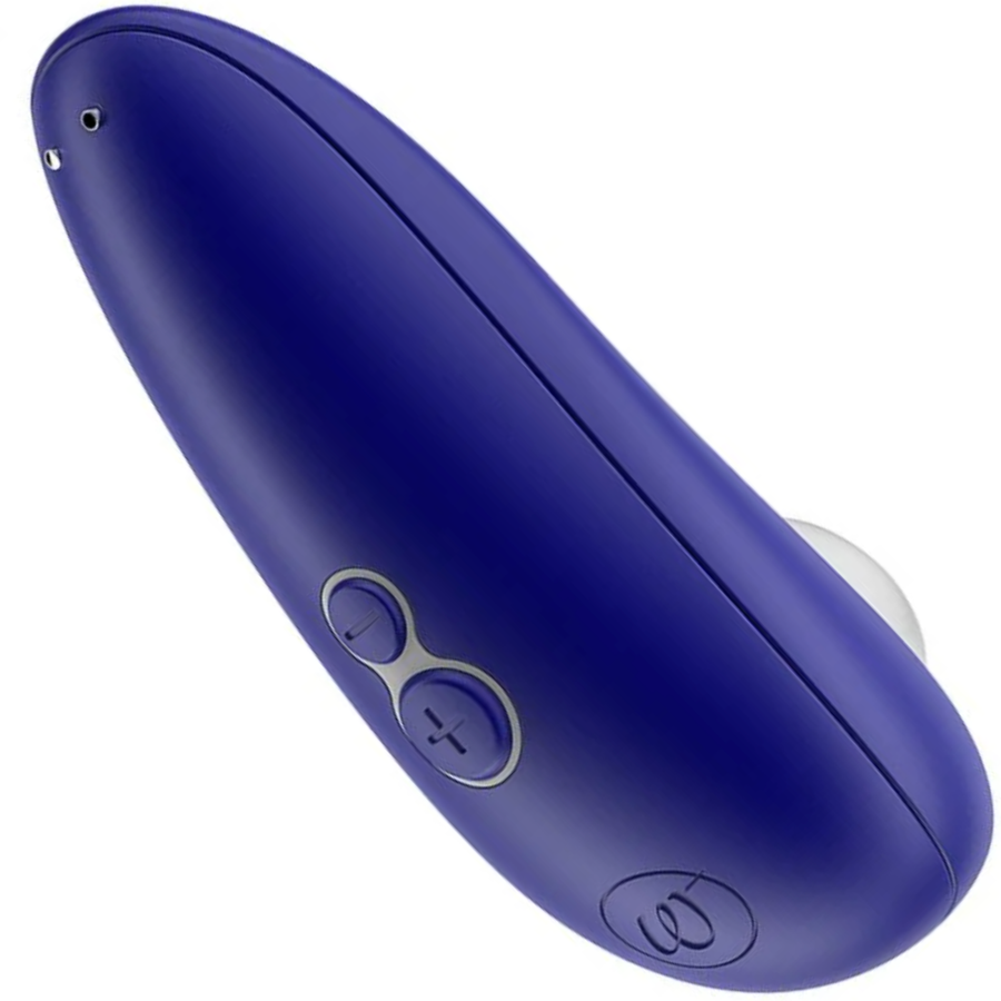 Image of the blue starlet clit stimulator turned slightly to the side.