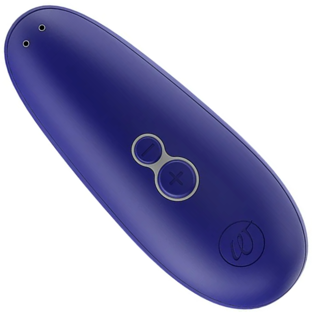 Image of the back of the blue starlet clit stimulator.
