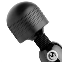 Close up image of the Master Series Thunder Stick Power Wand. The rounded head has stimulating ripples around the sides for added sensations.