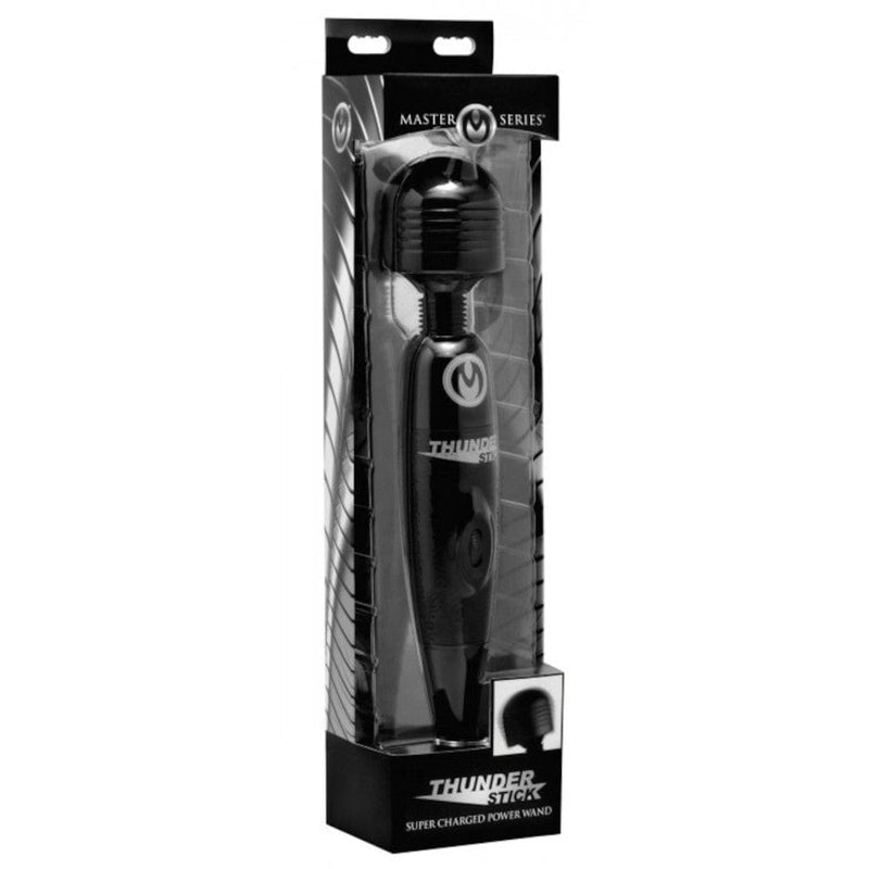 Image of the packaging for the Master Series Thunder Stick Power Wand. Text reads Master Series Thunder Stick, super charged power wand.